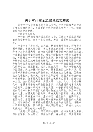 关于审计安全之我见范文