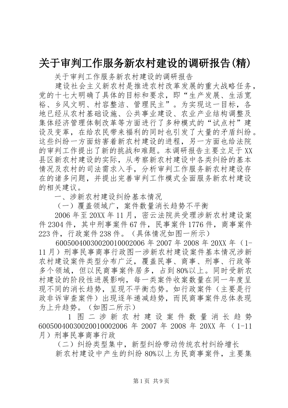 关于审判工作服务新农村建设的调研报告精_第1页