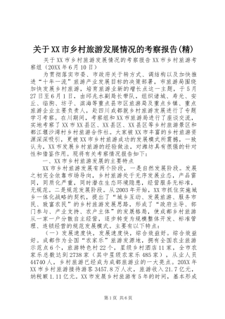 关于市乡村旅游发展情况的考察报告精
