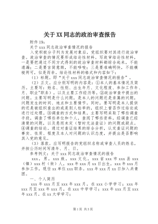 关于同志的政治审查报告