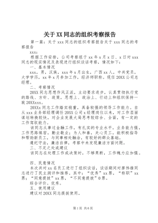 关于同志的组织考察报告