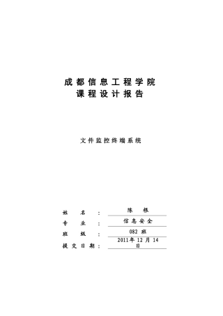 信息安全-082-2008122059-陈根-文件监控终端系统-文档