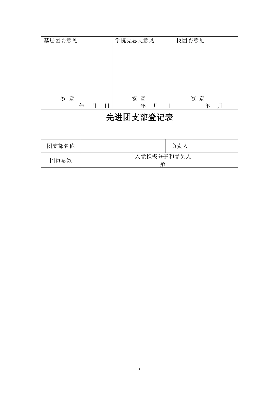 优秀学生团干部登记表_第2页