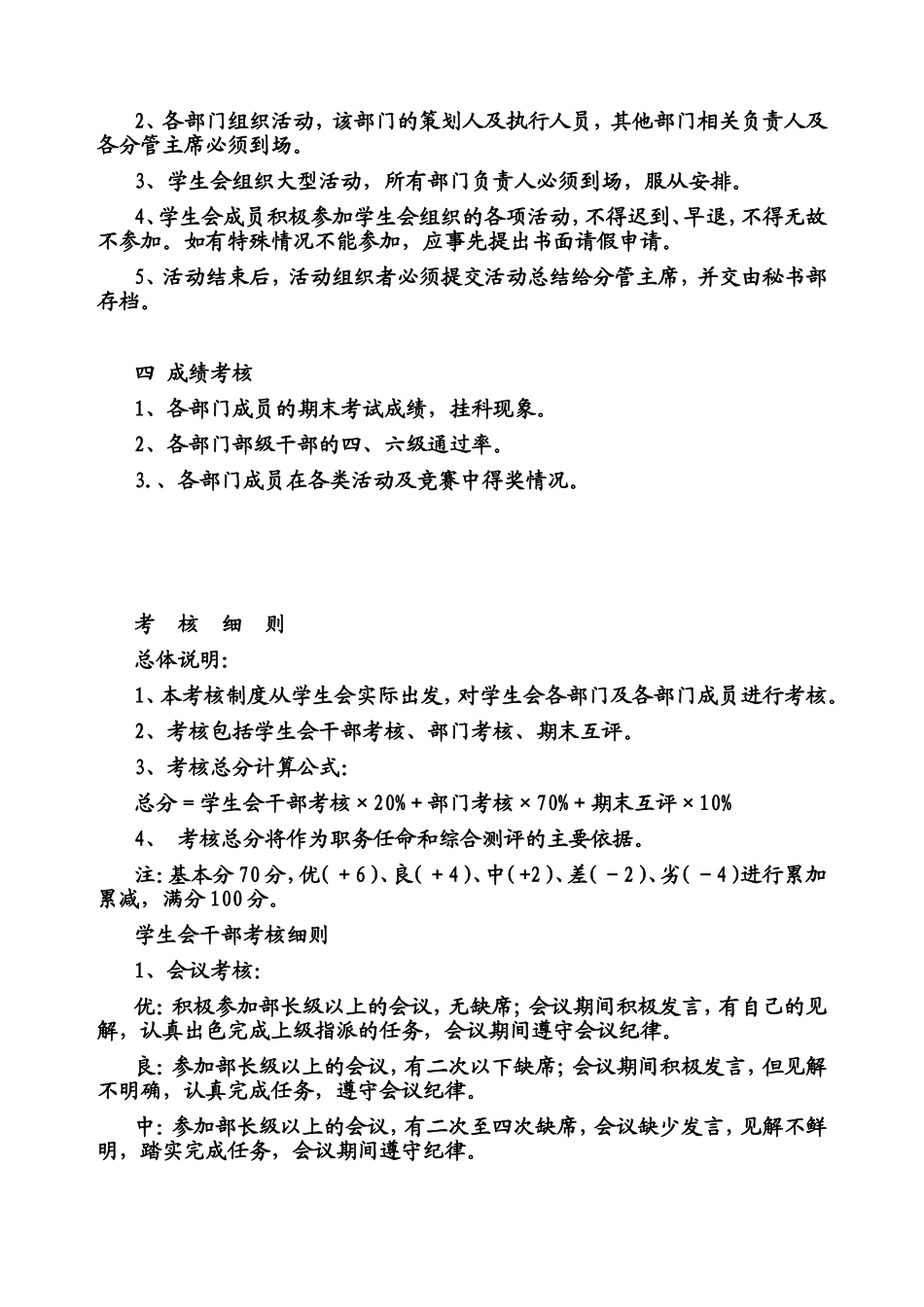 优秀学校学生会考核制度(最全)2016版_第3页