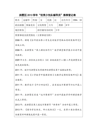 优秀辅导员(金丽华)