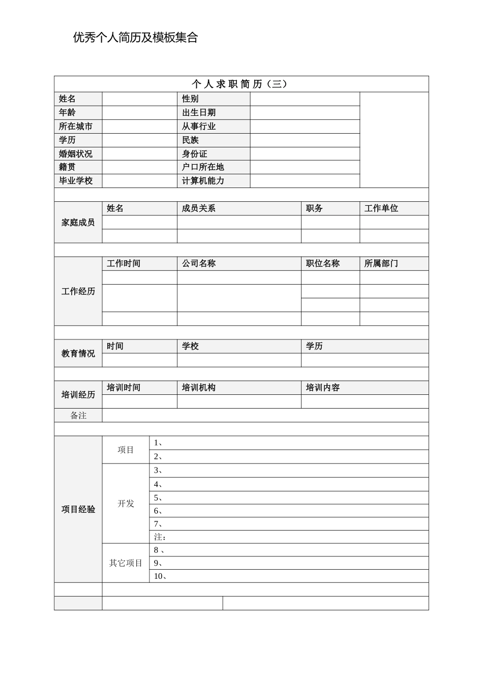 优秀个人简历及模板集合_第3页