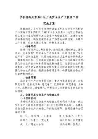 伊吾镇振兴东路社区开展安全生产大检查工作