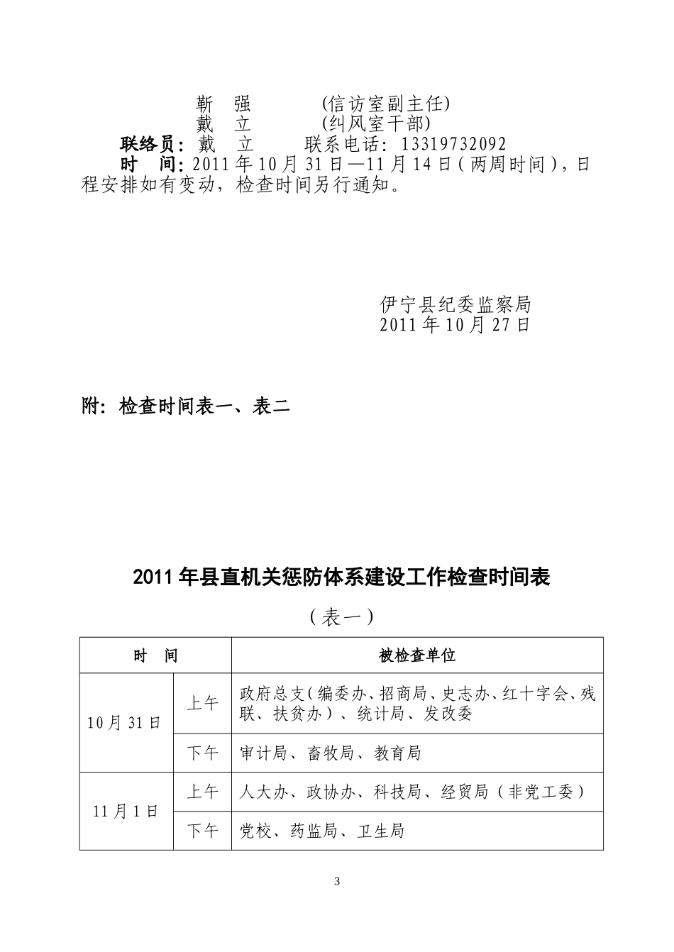 伊县党纪〔2011〕17号党风廉政建设年底检查通知_第3页