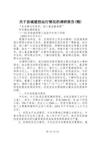 关于县城建投运行情况的调研报告精