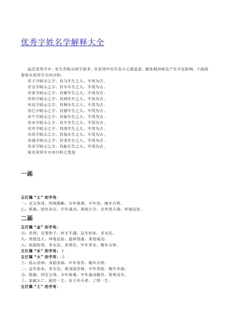 优秀字姓名学解释大全