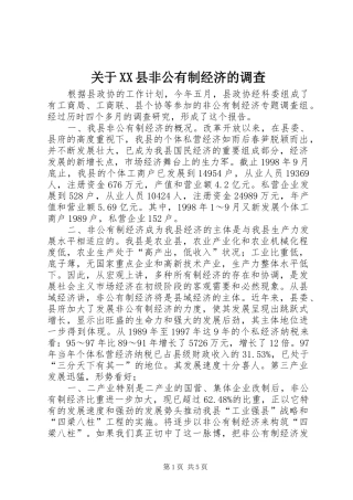 关于县非公有制经济的调查