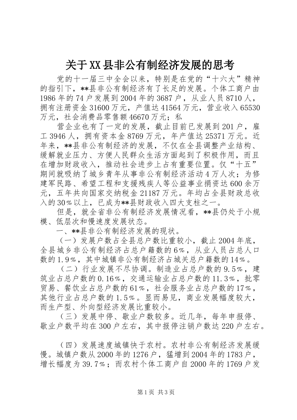 关于县非公有制经济发展的思考_第1页