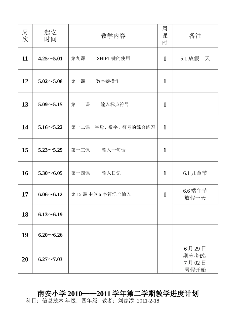 信息技术下册进度计划_第2页