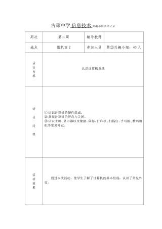 信息技术兴趣小组活动记录