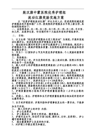 优秀护理组流动红旗奖励方案
