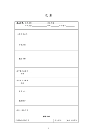 优秀教案设计模版