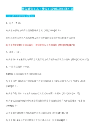 债券债务融资工具政策法规归类汇总