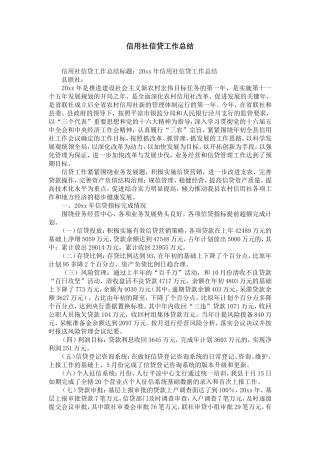 信用社信贷工作总结-精选模板