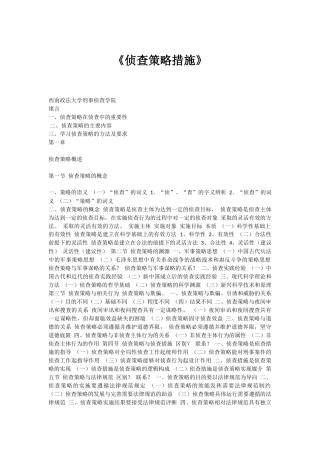 侦查策略与措施