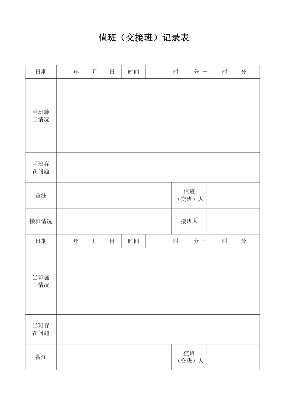 值班(交接班)记录表_第2页