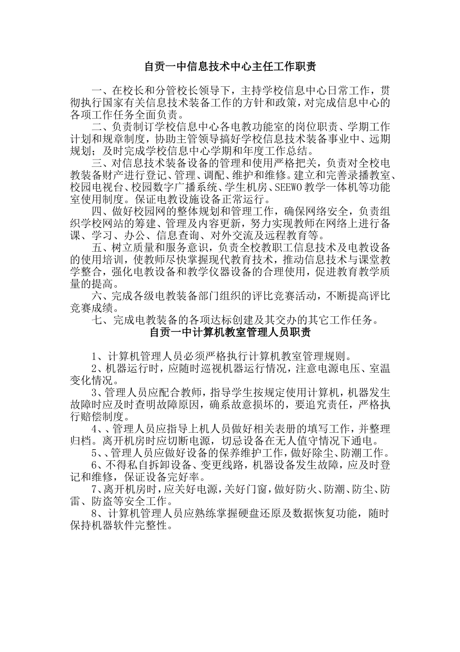 信息技术中心主任工作职责_第1页