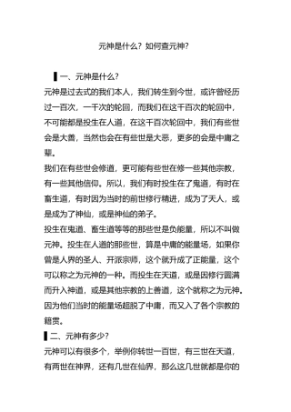 元神是什么如何查元神