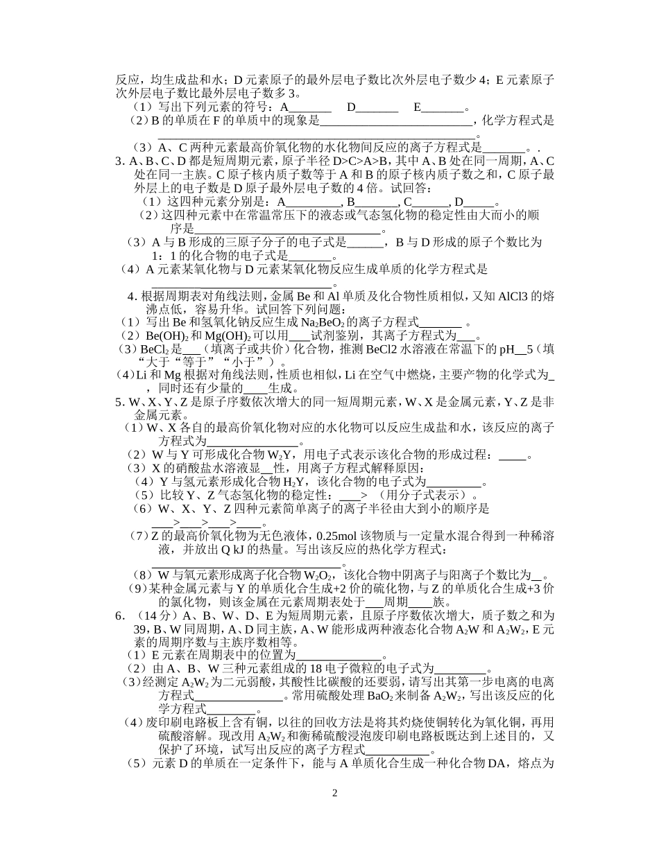 元素推断题(整理)(同名5028)_第2页