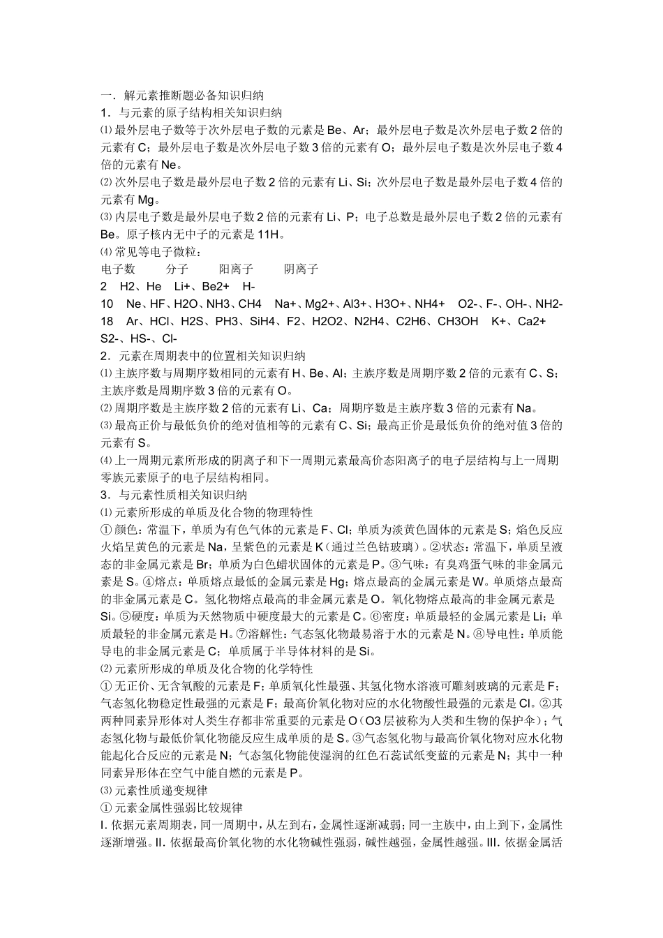 元素推断题知识归纳及其应用_第1页