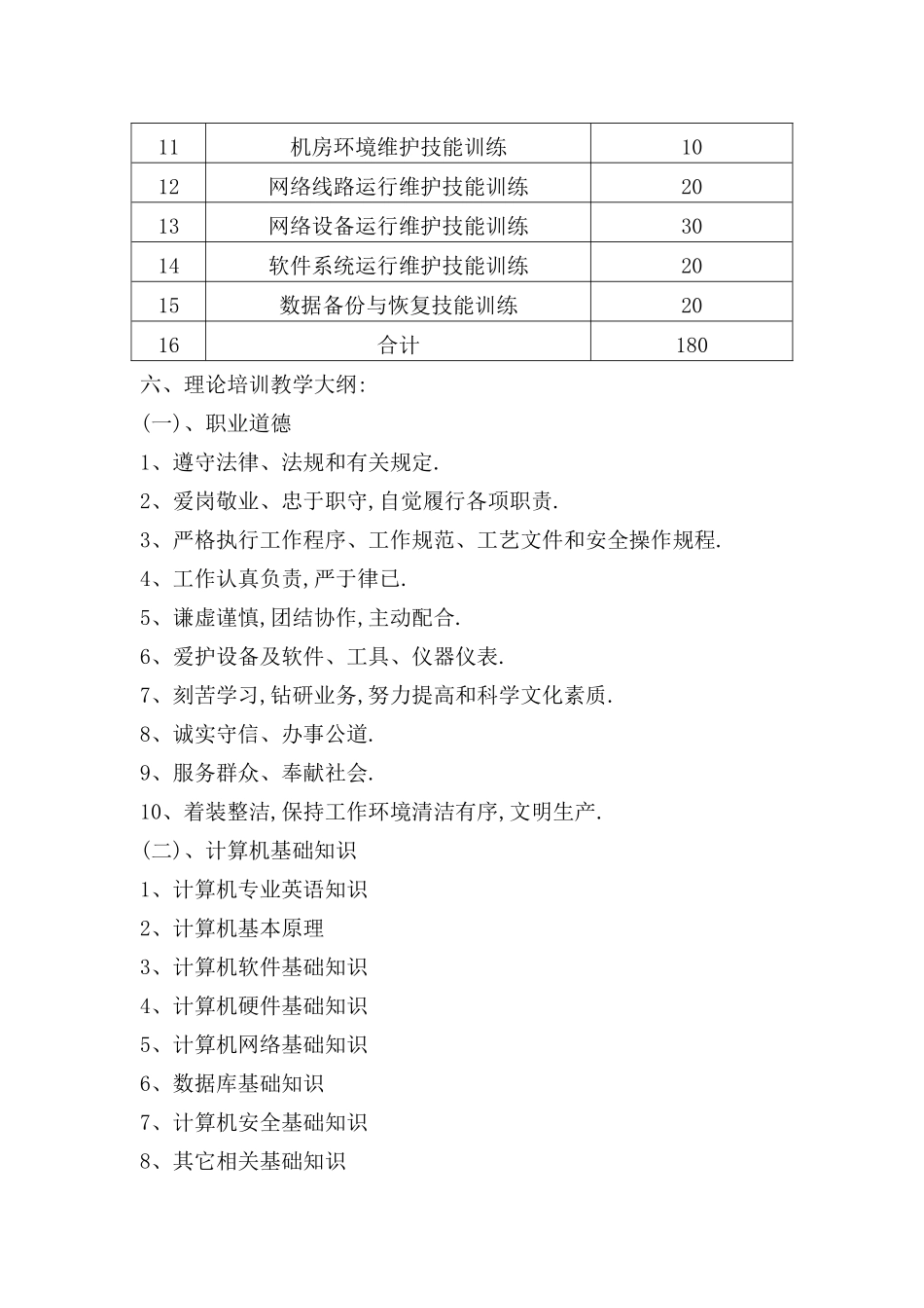 信息通讯网络运行管理员教学计划及大纲_第2页