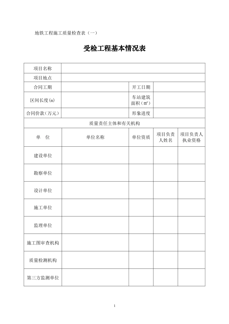 住建厅地铁施工质量检查表_第1页