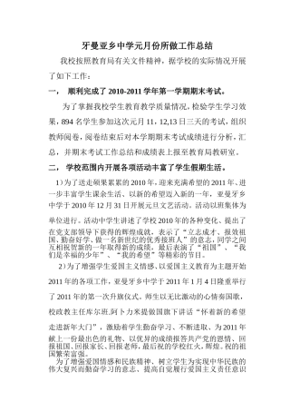 元月份所做工作总结