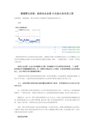 债城鄂尔多斯：政府向企业借15亿给公务员发工资