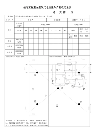 住宅工程室内空间尺寸质量分户验收记录表