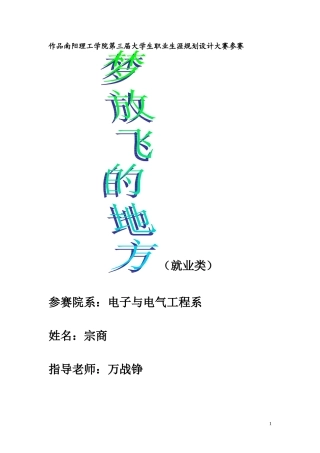 作品南阳理工学院第三届大学生职业生涯规划设计大赛参赛