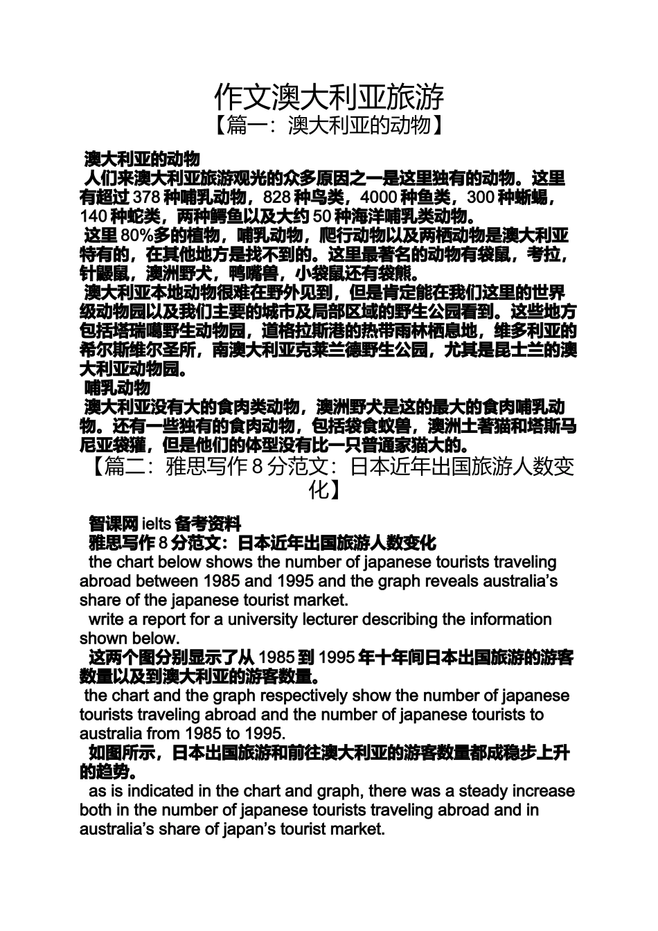 作文范文之作文澳大利亚旅游_第1页
