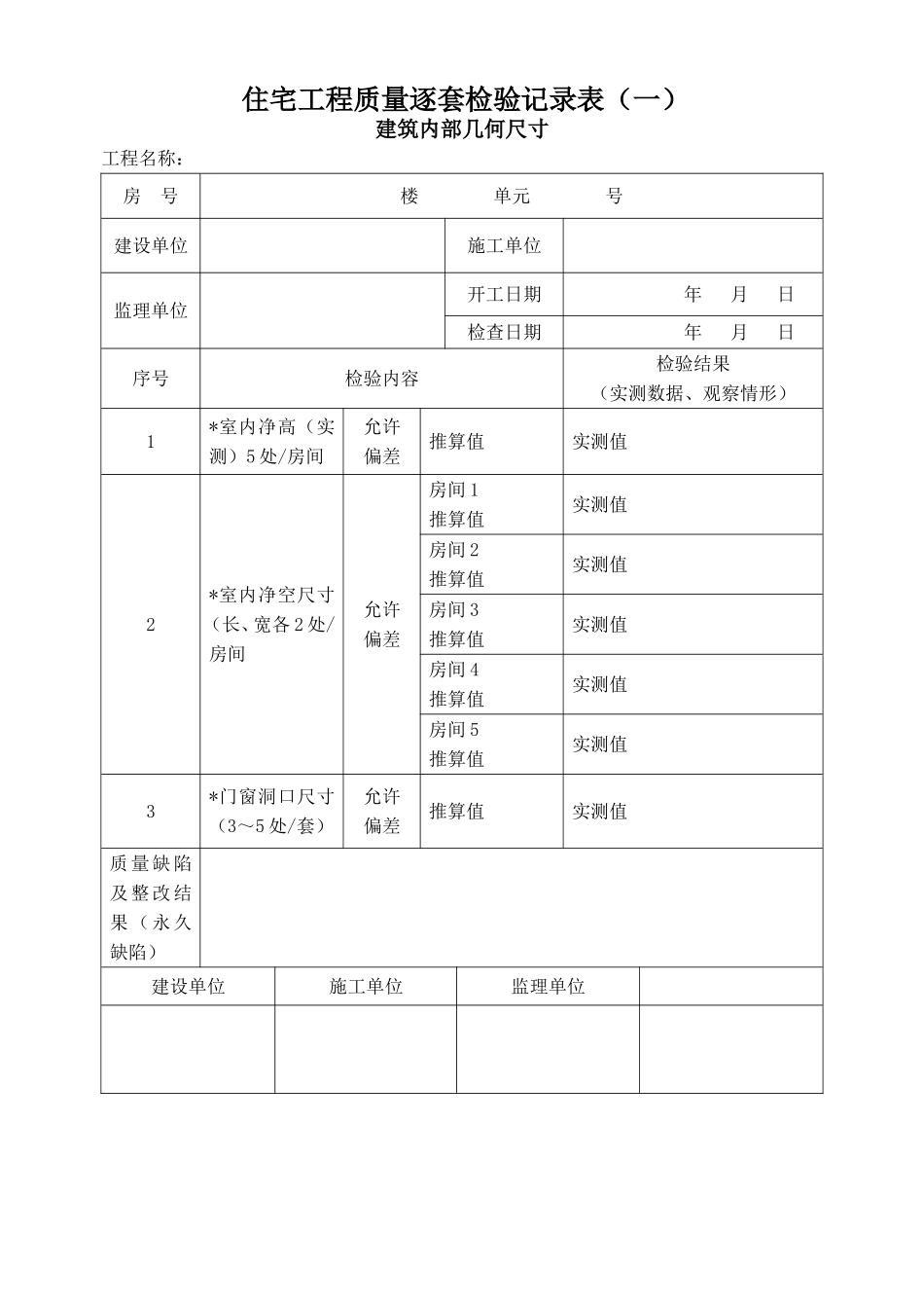 住宅工程质量逐套检验记录表(深圳2014.4月版)_第1页