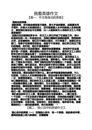 作文范文之我看英雄作文