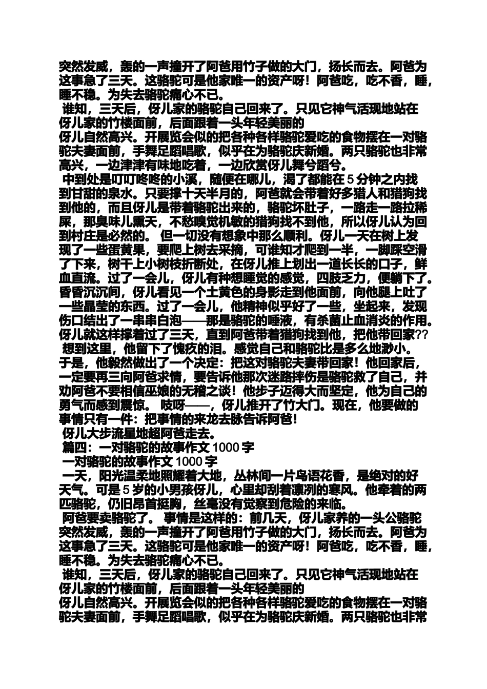 作文范文之作文骆驼800_第2页