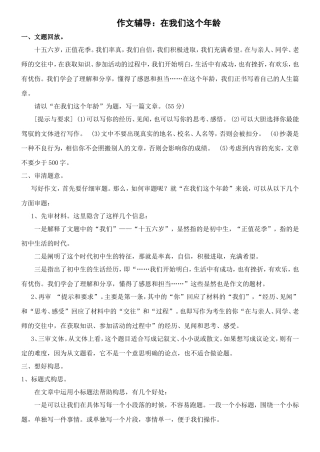 作文辅导：在我们这个年龄