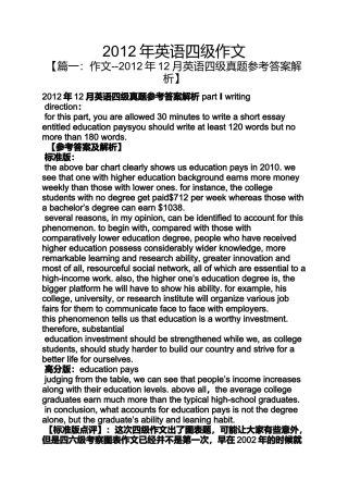 作文范文之2012年英语四级作文