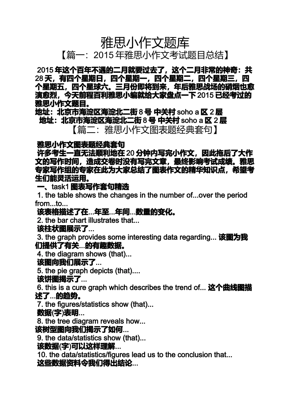 作文范文之雅思小作文题库_第1页