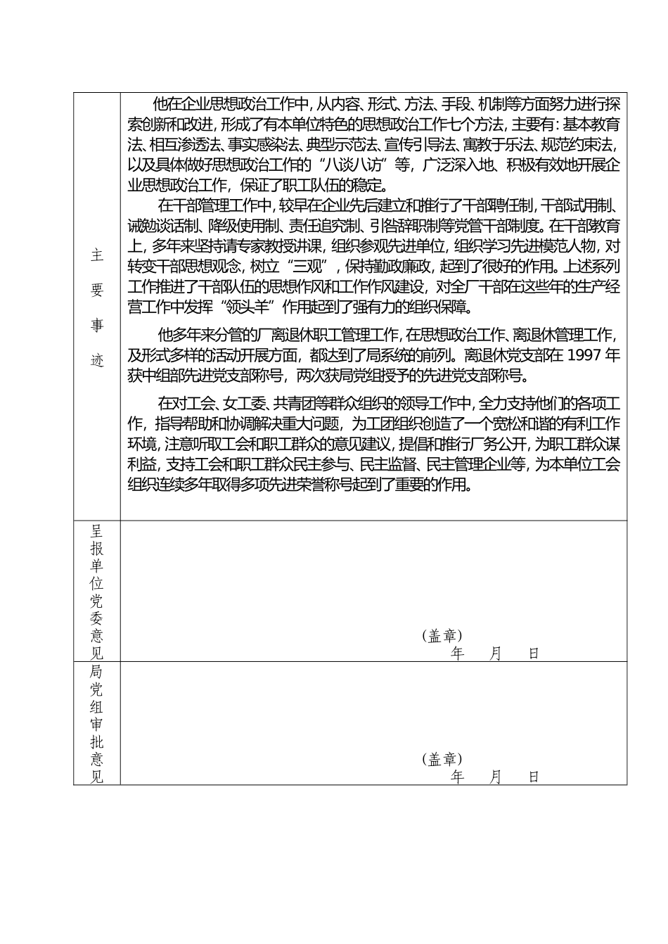 优秀党务工作者登记表_第2页