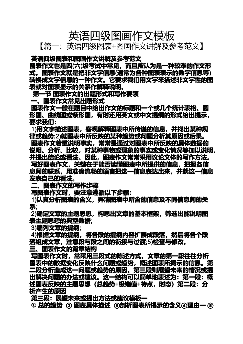 作文范文之英语四级图画作文模板_第1页