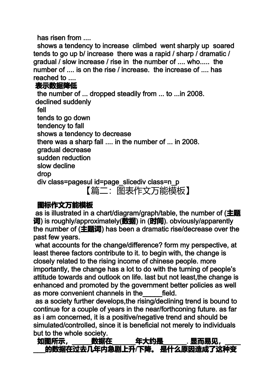 作文范文之英语图表作文万能模板_第2页