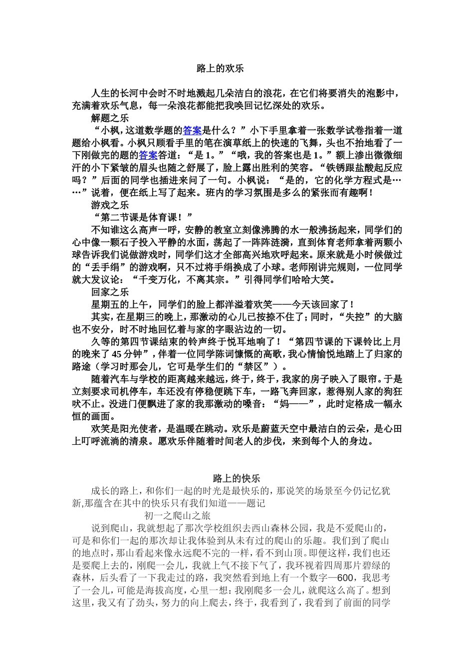 作文-路上的欢乐_第1页