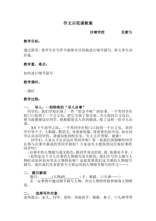 作文——人物细节描写教案