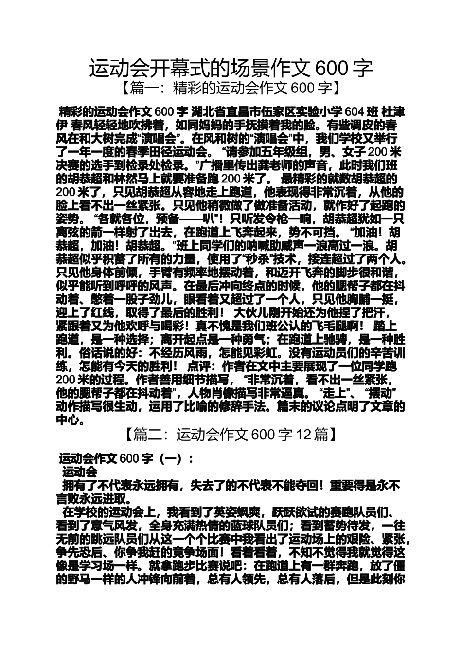 作文范文之运动会开幕式的场景作文600字_第1页