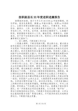 挂职副县长年度述职述廉报告