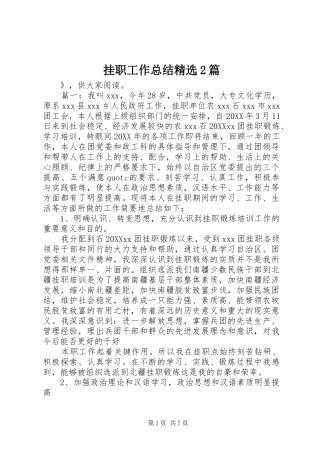 挂职工作总结篇