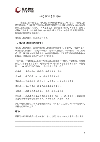 作文训练之神态描写